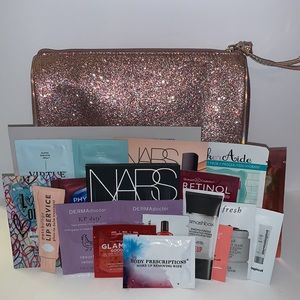 Giant High End Skincare Haircare Makeup Bundle Pink Glitter Bag
